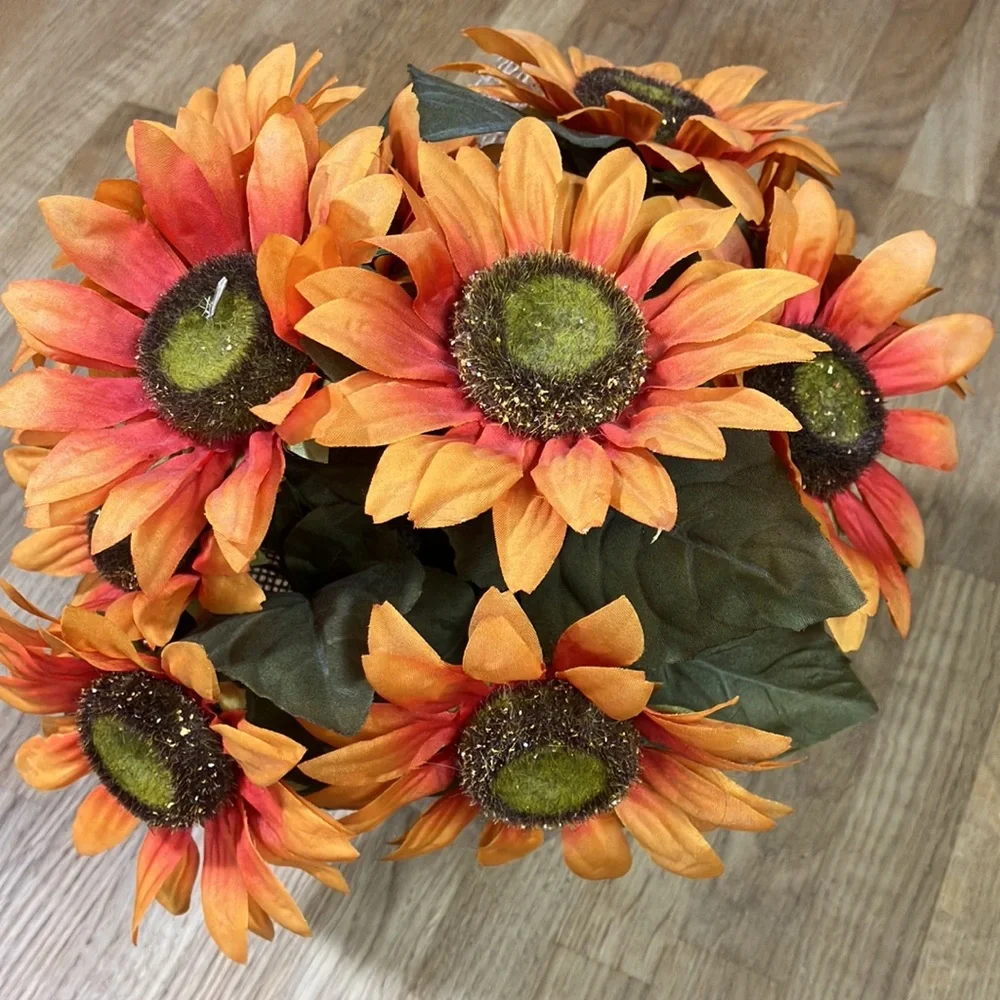 VINTAGE 80’S SUNFLOWER CENTERPIECE FAUX FLORAL AUTUMN ARRANGEMENT